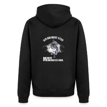 Ich bin nicht stur nur Meinungsstabil Esel Bauer - Unisex Premium Bio Zip Hoodie - Schwarz - Hinten - Nico (187cm)