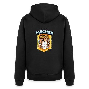 Wenn du ein Macher bist - Unisex Premium Bio Zip Hoodie - Schwarz - Hinten - Nico (187cm)