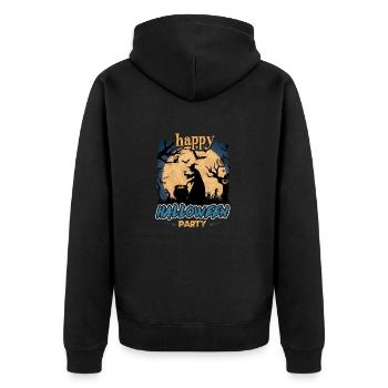 Happy Halloween Party Hexe Fledermaus Grusel Spuk - Unisex Premium Bio Zip Hoodie - Schwarz - Hinten - Nico (187cm)