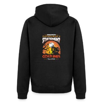 Happy Halloween Party Hexe Fledermaus Grusel Spuk - Unisex Premium Bio Zip Hoodie - Schwarz - Hinten - Nico (187cm)