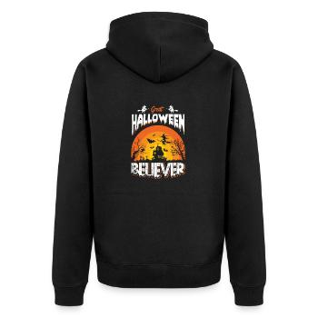Happy Halloween Party Hexe Fledermaus Grusel Spuk - Unisex Premium Bio Zip Hoodie - Schwarz - Hinten - Nico (187cm)