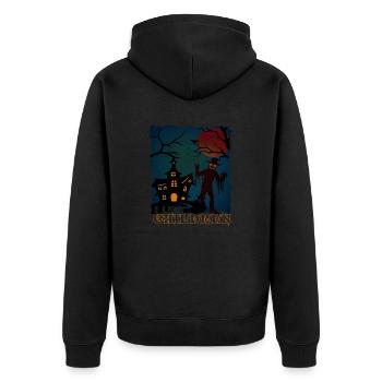 Happy Halloween Grusel Monster Spuk Horror Schreck - Unisex Premium Bio Zip Hoodie - Schwarz - Hinten - Nico (187cm)
