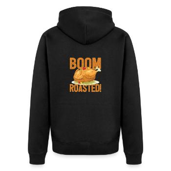 Boom Fried Turkey Day Food Fun Autumn - Unisex Premium Organic Zip Hoodie - black - Back - Nico (187cm)