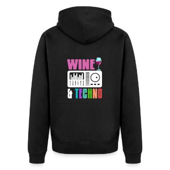 Wine And Techno - Unisex Premium Organic Zip Hoodie - black - Back - Nico (187cm)