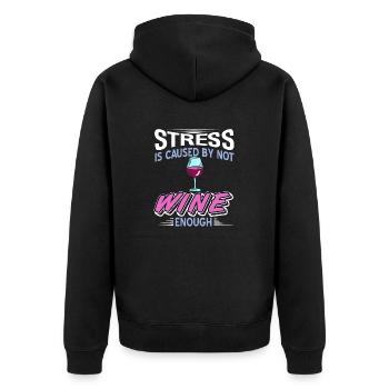 wine - Unisex Premium Organic Zip Hoodie - black - Back - Nico (187cm)