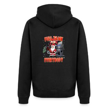 Full Tank for Everybody, Christmas Funny Santa Mem - Unisex Premium Organic Zip Hoodie - black - Back - Nico (187cm)
