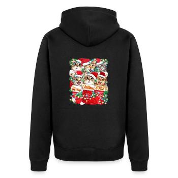 Cute Christmas Cat Design, Funny Cat Xmas - Unisex Premium Organic Zip Hoodie - black - Back - Nico (187cm)