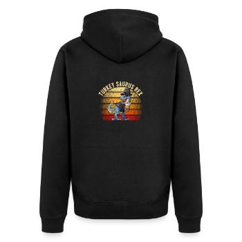 Turkey Saurus Rex Dinosaur Thanksgiving Day - Unisex Premium Organic Zip Hoodie - black - Back - Nico (187cm)