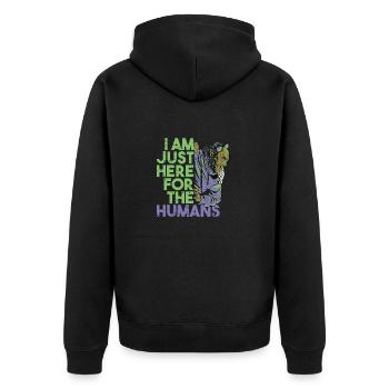 Lustiger Zombie will Menschenfleisch Halloween - Unisex Premium Bio Zip Hoodie - Schwarz - Hinten - Nico (187cm)