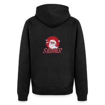 Schlitten Weihnachtsmann Lustig Frohe Weihnachten - Unisex Premium Bio Zip Hoodie - Schwarz - Hinten - Nico (187cm)