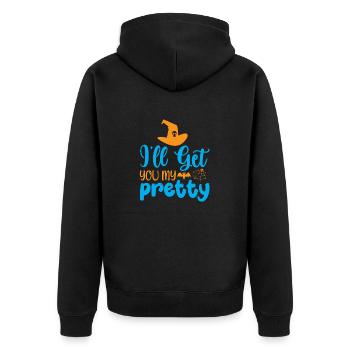 I'll get you my pretty - halloween humor - Unisex Premium Bio Zip Hoodie - Schwarz - Hinten - Nico (187cm)