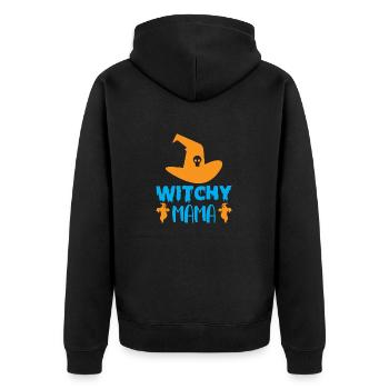 Hexische Mama - Halloween-Mama-Humor - Unisex Premium Bio Zip Hoodie - Schwarz - Hinten - Nico (187cm)