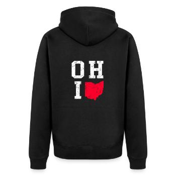 ohio map vintage - Unisex Premium Organic Zip Hoodie - black - Back - Nico (187cm)