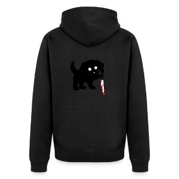 schwarzer Hund Halloween Messer gruselige Geisterkatze - Unisex Premium Bio Zip Hoodie - Schwarz - Hinten - Nico (187cm)