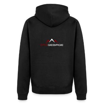 Erzgebirge Wandern Berg Logo Minimal - Unisex Premium Bio Zip Hoodie - Schwarz - Hinten - Nico (187cm)