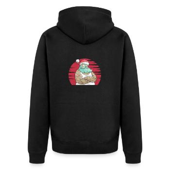 Tätowierter Weihnachtsmann Lustiger Tattoo-Kunst - Unisex Premium Bio Zip Hoodie - Schwarz - Hinten - Nico (187cm)