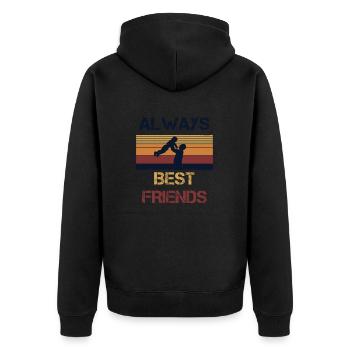 Always best friends - Unisex Premium Bio Zip Hoodie - Schwarz - Hinten - Nico (187cm)