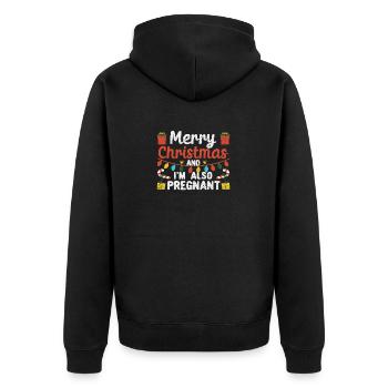 Joyeux Noël Aussi je suis enceinte Bébé - Veste à capuche bio Premium Unisexe - noir - Dos - Nico (187cm)