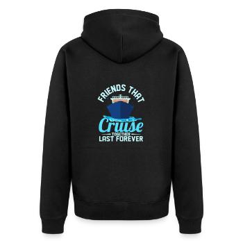 Friends That Cruise Together Last Forever Cruiser - Unisex Premium Organic Zip Hoodie - black - Back - Nico (187cm)