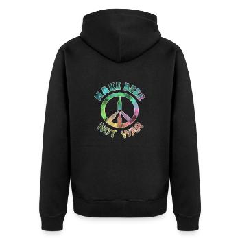 Make Beer Not War - Unisex Premium Organic Zip Hoodie - black - Back - Nico (187cm)