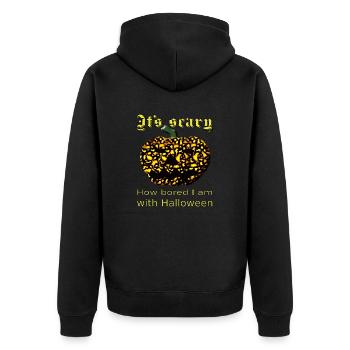 Bored With Halloween - Unisex Premium Organic Zip Hoodie - black - Back - Nico (187cm)