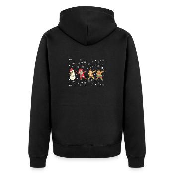 Tupfende Weihnachtsmann Freunde Crew Weihnachten - Unisex Premium Bio Zip Hoodie - Schwarz - Hinten - Nico (187cm)