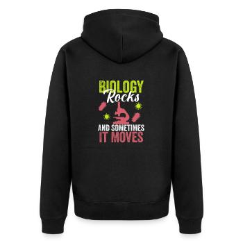 Biology Rocks and Sometimes It Moves - Unisex Premium Organic Zip Hoodie - black - Back - Nico (187cm)