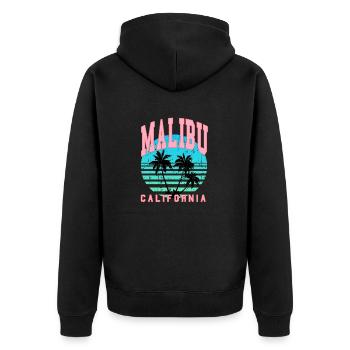 malibu palmen California - Unisex Premium Bio Zip Hoodie - Schwarz - Hinten - Nico (187cm)