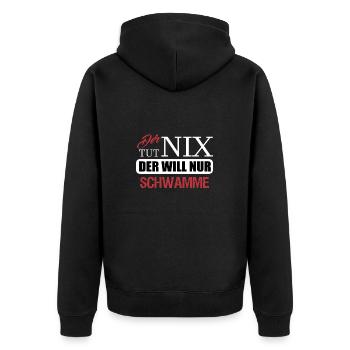 Erzgebirge Schwamme - Unisex Premium Bio Zip Hoodie - Schwarz - Hinten - Nico (187cm)