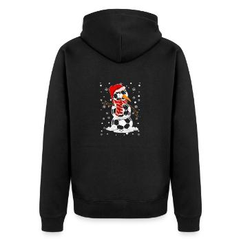 Football Player Snowman Xmas PJs Christmas - Unisex Premium Organic Zip Hoodie - black - Back - Nico (187cm)