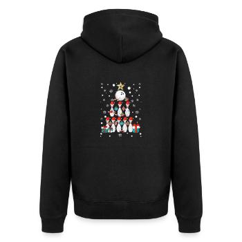 Lustige Bowling Spieler Weihnachtsbaum Lichter - Unisex Premium Bio Zip Hoodie - Schwarz - Hinten - Nico (187cm)