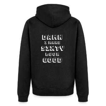 60th birthday - Unisex Premium Organic Zip Hoodie - black - Back - Nico (187cm)