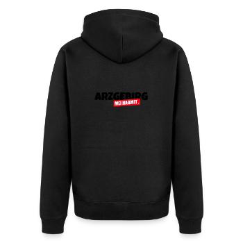 Arzgebirg mei Haamit - Unisex Premium Bio Zip Hoodie - Schwarz - Hinten - Nico (187cm)