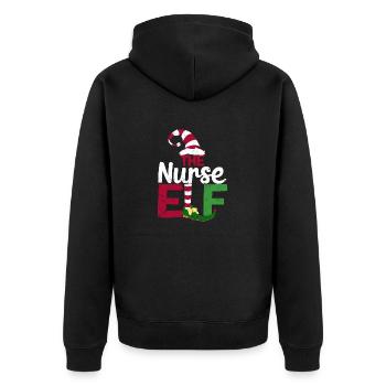 Die Krankenschwester Elf Funny Matching Familie - Unisex Premium Bio Zip Hoodie - Schwarz - Hinten - Nico (187cm)