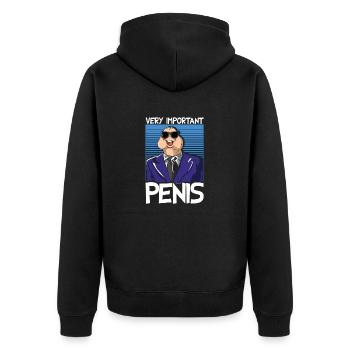 very important penis - very important person - Unisex Premium Bio Zip Hoodie - Schwarz - Hinten - Nico (187cm)