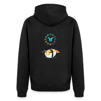Japanisches Sushi Funny Taurus Zodiac Sushi Lover Wortspiel - Unisex Premium Bio Zip Hoodie - Schwarz - Hinten - Nico (187cm)