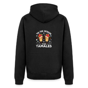 Lustiges mexikanisches Weihnachtsessen "Es ist die - Unisex Premium Bio Zip Hoodie - Schwarz - Hinten - Nico (187cm)