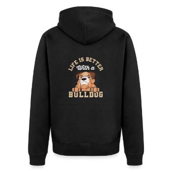 Great Bulldog Bulldog Motif Funny Dogs - Unisex Premium Organic Zip Hoodie - black - Back - Nico (187cm)