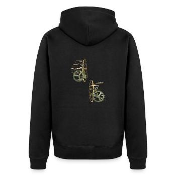 Fahrrad Portal Teleporter Beamer - Unisex Premium Bio Zip Hoodie - Schwarz - Hinten - Nico (187cm)