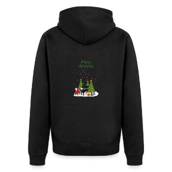 Merry Christmas , Santa, piano & xmas tree design - Unisex Premium Organic Zip Hoodie - black - Back - Nico (187cm)