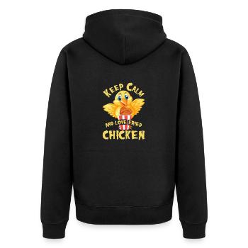 Fried Chicken frittiertes Fett Hühnchen Hähnchen - Unisex Premium Bio Zip Hoodie - Schwarz - Hinten - Nico (187cm)