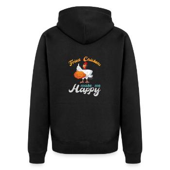 Fried Chicken frittiertes Fett Hühnchen Hähnchen - Unisex Premium Bio Zip Hoodie - Schwarz - Hinten - Nico (187cm)