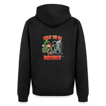 Funny Elf What the Elf Bruh 2022 Christmas Humor - Unisex Premium Organic Zip Hoodie - black - Back - Nico (187cm)