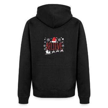 Glaube Weihnachten Weihnachtsmann Mütze Christlich - Unisex Premium Bio Zip Hoodie - Schwarz - Hinten - Nico (187cm)