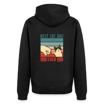 Lustiger bester Katzenvater aller Zeiten Vatertag - Unisex Premium Bio Zip Hoodie - Schwarz - Hinten - Nico (187cm)