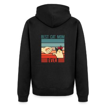 Lustige beste Katzenmutter aller Zeiten - Unisex Premium Bio Zip Hoodie - Schwarz - Hinten - Nico (187cm)