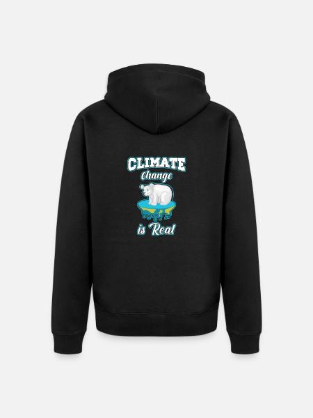 Klimawandel ist real Eisbär schwitzt - Premium økologisk unisex-hættejakke - sort