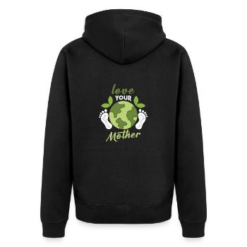 Liebe die Erde Planet Klimawandel Umweltschutz - Unisex Premium Bio Zip Hoodie - Schwarz - Hinten - Nico (187cm)