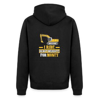 Construction Worker Excavator Job Crew Construction Site - Unisex Premium Organic Zip Hoodie - black - Back - Nico (187cm)