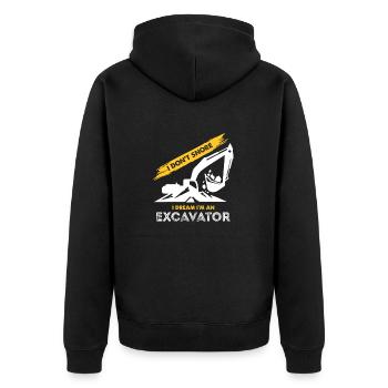 I don't snore, in a dream I'm an excavator - Unisex Premium Organic Zip Hoodie - black - Back - Nico (187cm)